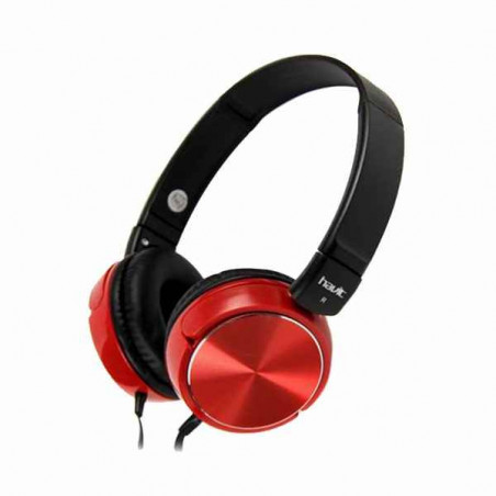 Audífonos Havit Estéreo plegables negro y rojo