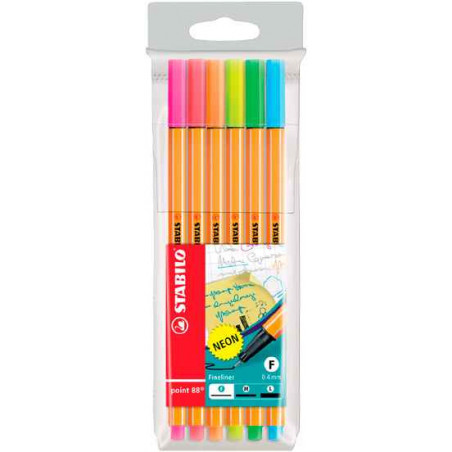 Estuche x 6 Bolígrafo Micro punta Stabilo neón Point 88 0.4 mm (CONSULTA DISPONIBILIDAD Y PRECIO FINAL POR WHATSAPP)