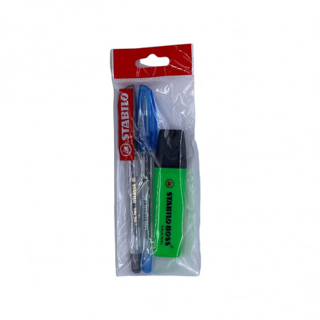 STABILO Pointball Colorful - Stylo Bille Rechargeable, Pointe 0.5 Mm - Noir - 2 Stylos En Blister