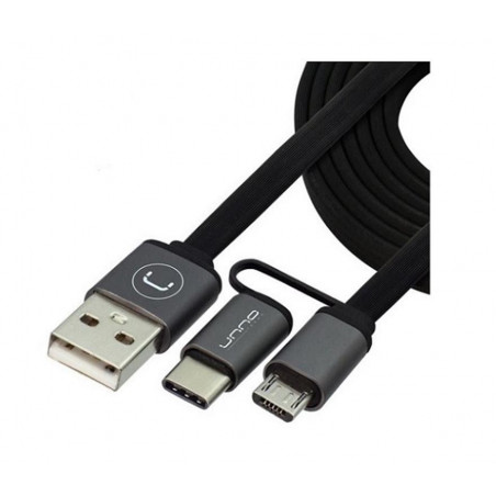 Cable conector 2 en 1 Unno Tekno USB tipo C y micro USB 1 M