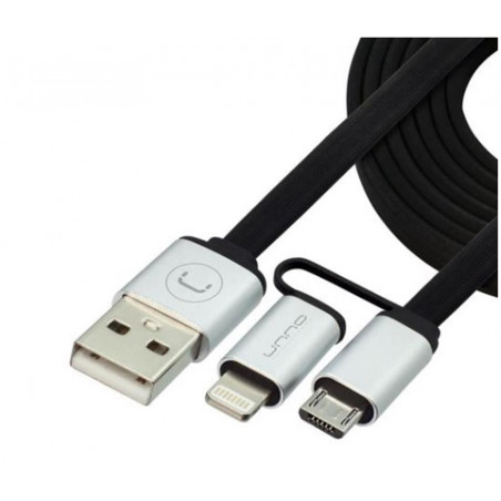 Cable conector 2 en 1 Unno Tekno lightning y micro USB 1 M