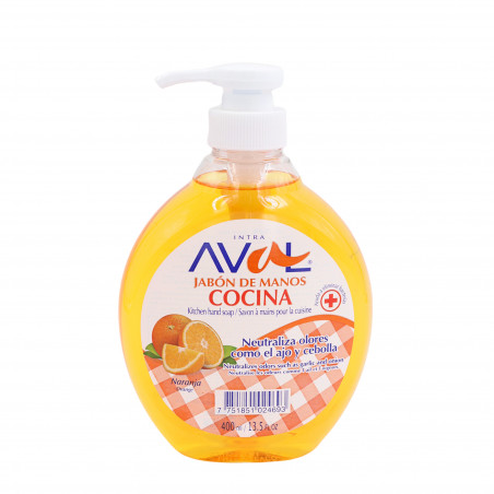 1. Jabón líquido para cocina Aval naranja 400 ml