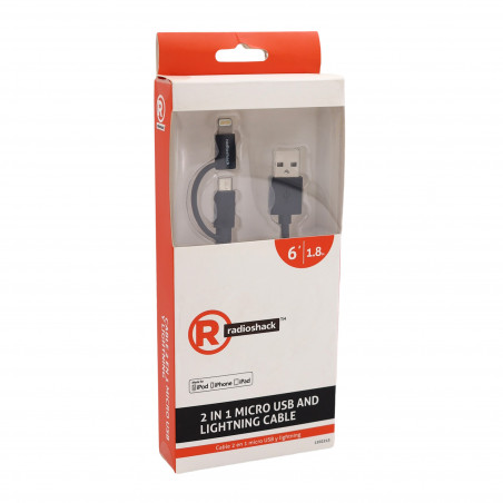 1. Cable RadioShack 2 en 1 lightning y micro USB (CONSULTA DISPONIBILIDAD Y PRECIO FINAL POR WHATSAPP)