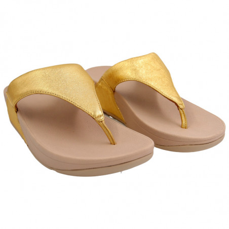 Sandalias de cuero con puntera FitFlop Lulu dorados