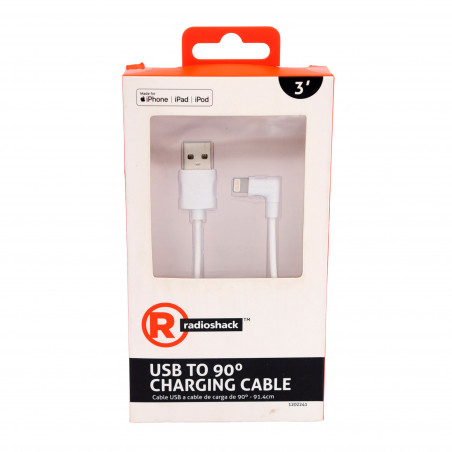 1. Cable RadioShack USB a lightning de 90° 91.4 cm (CONSULTA DISPONIBILIDAD Y PRECIO FINAL POR WHATSAPP)