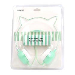 1. Audífonos de diadema Miniso forma de gato verde