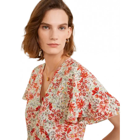 1. Blusa floreada Mango 234 Coral talla M (CONSULTA DISPONIBILIDAD Y PRECIO FINAL POR WHATSAPP)