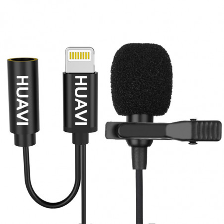 Micrófono corbatero Huavi H-M8 con adaptador para Iphone