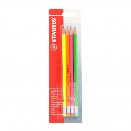Caja x 4 Lápiz de grafito Stabilo Swano Flúo 4907 (CONSULTA DISPONIBILIDAD Y PRECIO FINAL POR WHATSAPP)