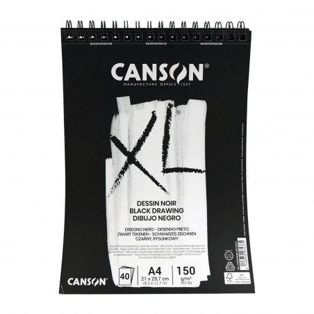Bloc de papel A4 Canson XL Negro 40 hojas