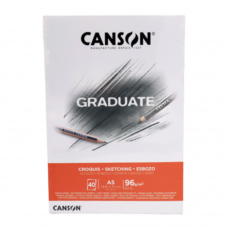 Bloc de dibujo A5 Canson Graduate 40 hojas