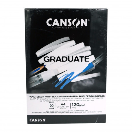 Bloc de papel A4 Canson Graduate Negro 20 hojas
