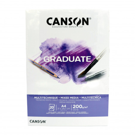 Bloc de papel A4 Canson Graduate Multitécnica 20 hojas