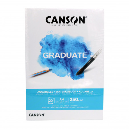 Bloc de papel A4 Canson Graduate Acuarela 20 hojas