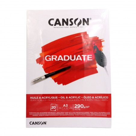Bloc de papel A3 Canson Graduate Óleo & Acrílico 20 hojas