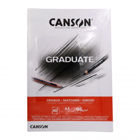 Bloc de dibujo A3 Canson Graduate 40 hojas