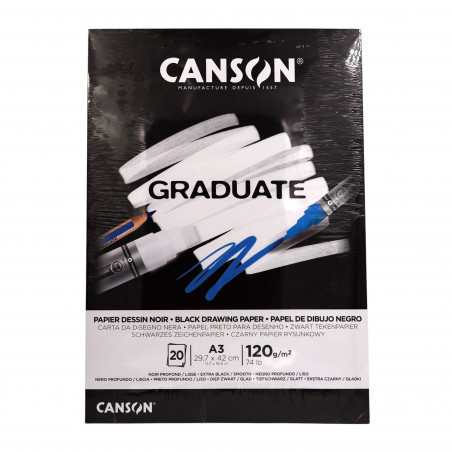 Bloc de papel A3 Canson Graduate Negro 20 hojas