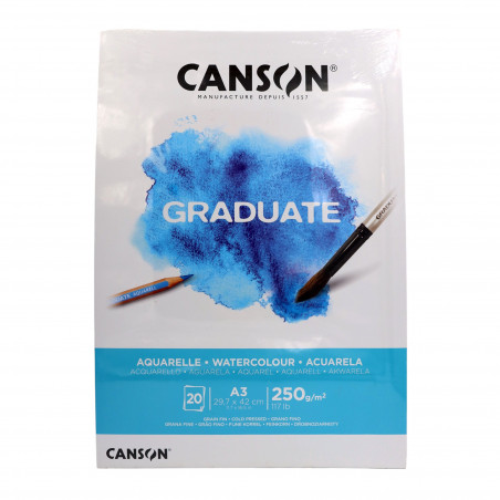 Bloc de papel A3 Canson Graduate Acuarela 20 hojas