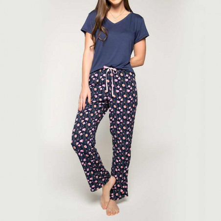 1. Pijama Textilón conjunto femenino Azul estampado