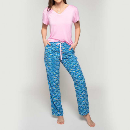 1. Pijama Textilón conjunto femenino rosado celeste