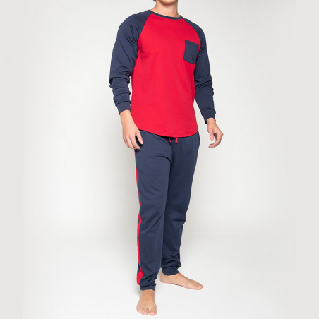 Pijama Textilón conjunto masculino Azul y rojo