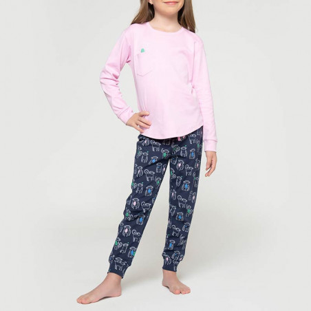 Pijama Textilón conjunto largo Animalitos para niña