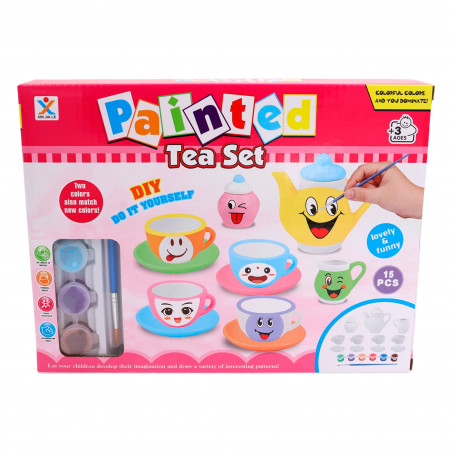 Set de té Chiky Poon rosado para pintar 15 piezas (CONSULTA DISPONIBILIDAD Y PRECIO FINAL POR WHATSAPP)