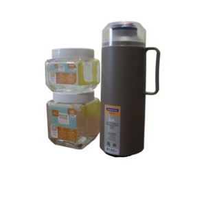 Pack Termo Exata 1 Lt Tramontina + 2 Potes de Vidrio 1.2 Lt y 800 ml