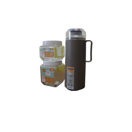 Pack Termo Exata 1 Lt Tramontina + 2 Potes de Vidrio 1.2 Lt y 800 ml (CONSULTA DISPONIBILIDAD Y PRECIO FINAL POR WHATSAPP)