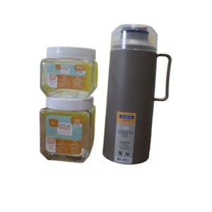 Pack Termo Exata 1 Lt Tramontina + 2 Potes de Vidrio 1.2 Lt y 800 ml