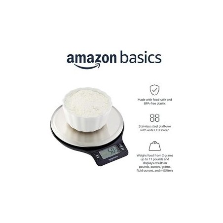 Báscula Digital de Cocina Amazon Basics Pantalla LCD