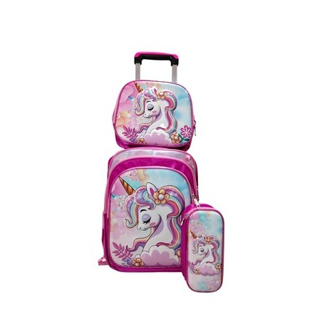 Set Escolar 3 en 1 Unicornio con ruedas