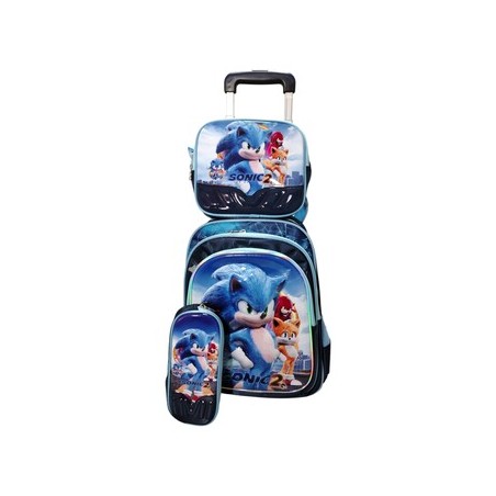 Set Escolar 3 en 1 Sonic con ruedas (CONSULTA DISPONIBILIDAD Y PRECIO FINAL POR WHATSAPP)