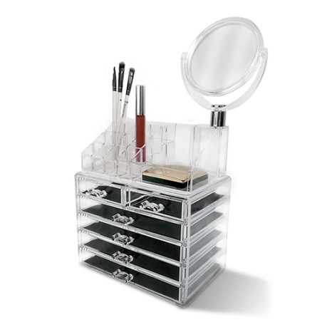 Organizador transparente Belia con espejo