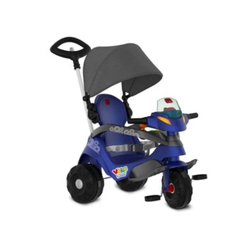 Velobaby Reclinable Con Techo Azul Paseo Y Pedal