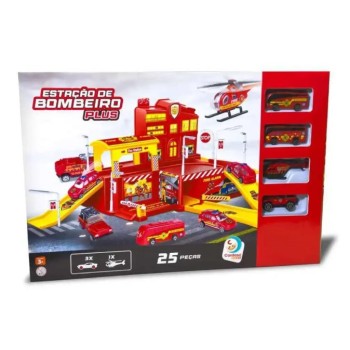 Estacion de bombero plus 24 piezas con 3 autos