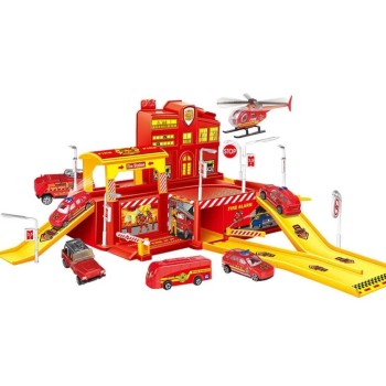 Estacion de bombero plus 24 piezas con 3 autos