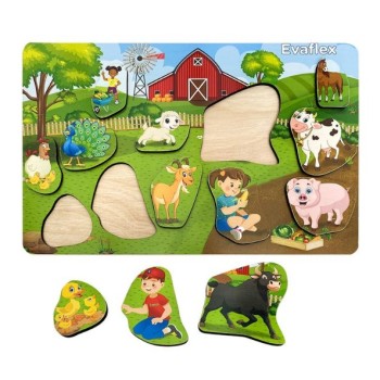 ENCAJE DE MADERA 12 PZAS GRANJA EVAFLEX