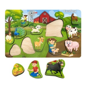 ENCAJE DE MADERA 12 PZAS GRANJA EVAFLEX